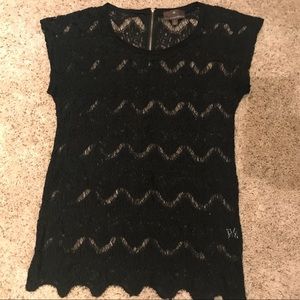 Black See Through Lace Top - Large